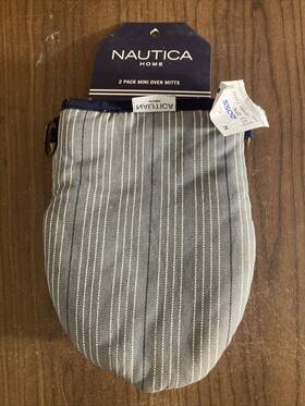 Nan013828 Nautica Silicon Classic 2-piece Oven Mitt Set Mini Pair Navy Multi Stripe 2
