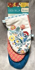 New The Pioneer Woman Set Of 2 Mazie Design Mini Oven Mitts Silicone Grip