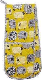 B00s84ghkc New Ulster Weavers Dotty Sheep 100% Cotton Spring Double Oven Glove Mitt Yellow