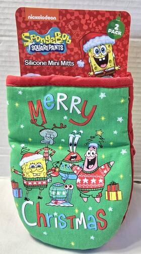 Nickelodeon 042887861060 New Spongebob Squarepants Christmas Silicone Oven Mini Mitts 2 Pk