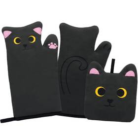 O001a Nigoways Oven Mitts Cute Cat Design Cooking Glove Quilted Cotton Lining Heat Resistant
