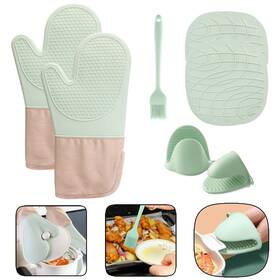 No 752771510621 7 Pack Silicone Oven Mitts And Pot Holders Set Non-slip Heat Resistant