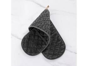 No. 918 029927632293 Martell Stonewashed 100% Cotton Quilted Double Oven Mitt Charcoal Gray