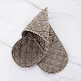 No. 918 029927632323 Martell Stonewashed 100% Cotton Quilted Double Oven Mitt Mocha Brown