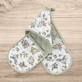 No. 918 029927632378 Rhoda French Countryside Quilted Floral Print Double Oven Mitt Sage Green