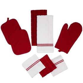 Nobrand 840525031888 Kitchen Towel Dishcloth Oven Mitt And Pot Holder 8 Pack Red 100% Cotton