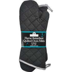 Nouvelle Legende 744759677631 Flame Retardant Oven Mitt Black 2-count Heat Resistant