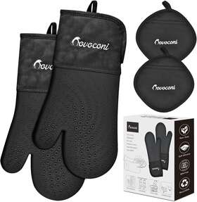 Novoconi 313028413449 Silicone Oven Mitts And Pot Holders Sets Of 4 Non-slip Waterproof Extra Long
