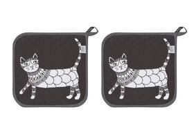 Now Designs 064180271728 505134aa Basic Potholder Set Of Two Purr Party