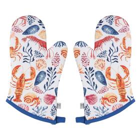Now Designs 064180353219 Daily Catch Lobster Quilted Classic Oven Mitts Set Of 2 13 Inch