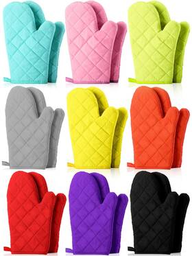 Ao-nuogo-183 Nuogo 9 Pair Oven Mitts Quilted Terry Cloth Lining Extra Long Heat Resistant Kitche