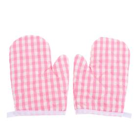 30yi3po4rezhv242d3tlv Oatipho 2 Pcs Kids Oven Mitts - Pink Checkered Play 17.00x12.00x2.00cm