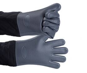 Kj-1035 Obsoorth Kitchen Silicone Oven Gloves Heat Resistant Cotton Lining Waterproof Thick