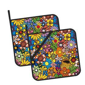 Oeaskly 712142547724 Abstract Hippie Flower Pot Holders Set Of 2 Kitchen Heat Resistant Potholder