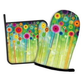 Oeaskly 715917629557 Abstract Floral Watercolor Flower Painting Oven Mitts And Pot Holders Kitchen Co