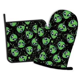 Oeaskly 715917629564 Alien Pattern Oven Mitts And Pot Holders Kitchen Cooking Gloves