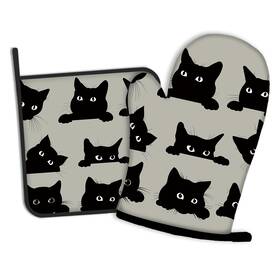 Oeaskly 715917629717 Black Cat Oven Mitts And Pot Holders Kitchen Cooking Gloves 2 Pcs Set Heat Re