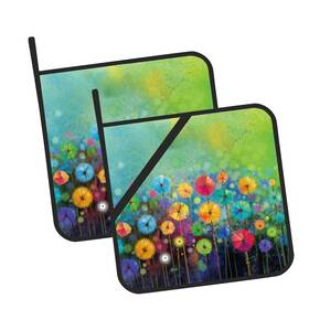 Oeaskly 788256620202 Abstract Floral Watercolor Painting Pot Holders Set Of 2 Kitchen Heat Resista