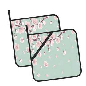 Oeaskly 788256620370 Cherry Blossom Pot Holders Set Of 2 Kitchen Potholder For Microwave Cooking B