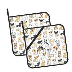 Oeaskly 788256622565 Cute Dogs Pot Holders Set Of 2 Kitchen Heat Resistant Potholder For Microwave