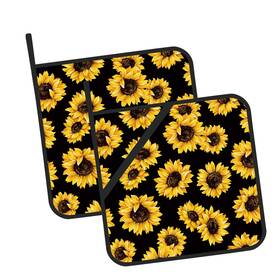 Oeaskly 788256622640 Sunflower Floral Pot Holders Set Of 2 Kitchen Heat Resistant Potholder For Mi