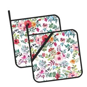 Oeaskly 788256622671 Watercolor Floral Flowers Pot Holders Set Of 2 Kitchen Heat Resistant Pothold