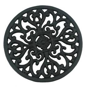 Ogrmar 614591704218 6.6 Inch Diameter Decorative Cast Iron Round Trivet With Vintage Pattern For Rustic