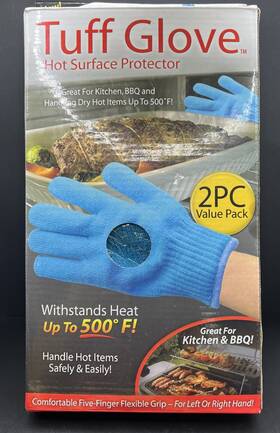 Tg-mc12 Ontel Tuff Glove Hot Surface Protector Gloves Up To 500 Degrees 2 Pc Blue- New Osfa
