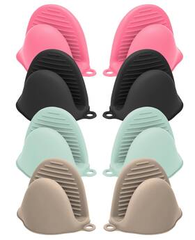 Oqxejphfn 782097793156 4 Pairs Mini Silicone Oven Mitts Light Green Dark Gray Pink Coffee