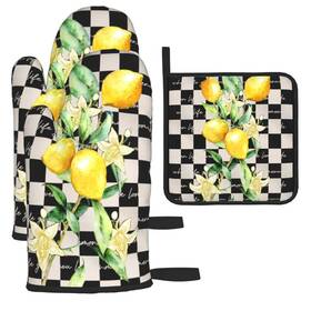Oralby 752574791791 Lemon Oven Mitts And Pot Holders Sets Funny Kitchen Heat Resistant Of