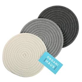 Ca-ohtw-ph3 Organihaus Set Of 3 Gray Trivets For Hot Plates To Protect Table Pads