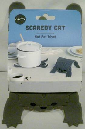 Ototo 290015169332 Scaredy Cat Hot Dishes Non Slip Heat Resistant Silicone Pot Holder Trivet