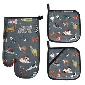 Ouyezy-om0122 Ouyezy Cute Grey Oven Mitts And Pot Holders Setshigh Heat Resistant Kitchen Glove