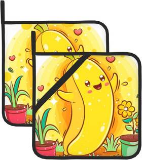 468311150 Ouzpgaq Cute Banana Pattern Pot Holders Set Of 2 Heat Resistant And Non Slip