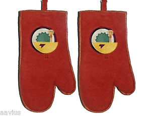 Oven Mitt Glove Microwave Grill Cooking Bbq Hot Pad Potholder Mitten Holder 2 Pk