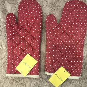 107392 Oven Mitt Rn#107392 Red White Polka Dot Cotton Mitts Set Of 2 Quilted