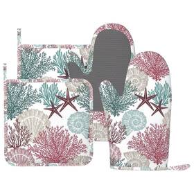Holder-20250617-12 Owagongje 749782566426 Nautical Coastal Oven Mitts And Pot Holders Set 4pcs Silicone Red