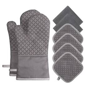 Ow-ag558-fba Owfeel Oven Mitts And Pot Holders 8pcs Set Cotton Glove With Non-slip Silicone