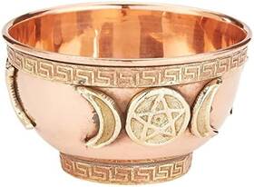 Pachamama Essentials 445047921926 Triple Moon Pentacle Copper Offering Bowl 3 Inch Great For Alt