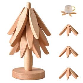 Palm Beach Prime Products 198715294439 Wooden Trivets For Hot Dishes Tree Trivet Set Stackable Coasters H