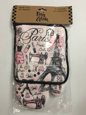 Paris Glam 683080054506 Oven Mitt Glove And Potholder Kitchen Pot Holder Haute Couture