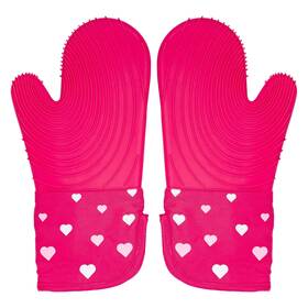 Paris Hilton 741393097436 Oven Mitt Set With Heart Design Pot Holders Featuring Non-slip Textured Sili