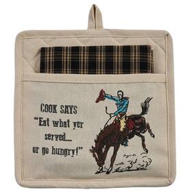 Park Designs 762242065253 Triple Inch R Pocket Pot Holder Dishtowel Set Gift Khaki Black