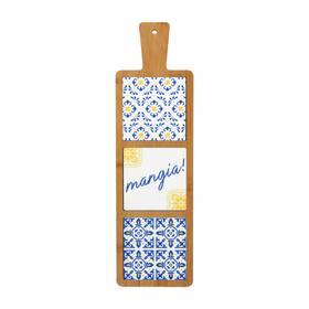 57316 Pavilion Gift Company 16.5 Inch Bamboo Ceramic Trivet Heat Resistant Italian Kitchen Decor -