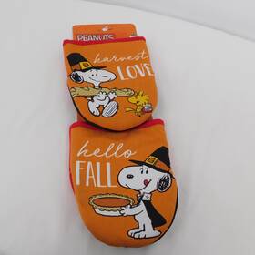 Peanuts 042887366756 Thanksgiving Oven Mini Mitts Set Of 2 Orange Harvest Fall Snoopy New