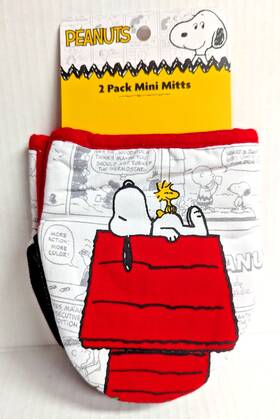 Peanuts 042887852457 Snoopy 2 Pack Mini Oven Mitts Woodstock Cartoon Sketch Kitchen Gift New