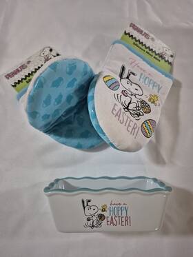 L1833 Peanuts Inch Have A Hoppy Easter Dish And Mitt Set