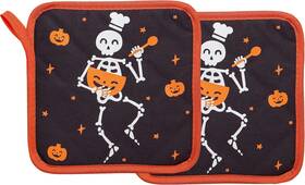 83140 Pearhead Halloween Skeleton Chef Pot Holders Set Of 2 Heat-resistant Kitchen