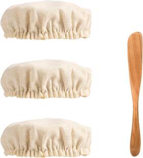 Peutier 445011527550 3pcs Sourdough Starter Jar Cloth Covers With Spatula Unbleached Fabric Bread Fe