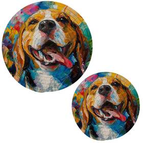 G368111643p753c797s1750 Peystean Kitchen Set Of 2 Potholders Trivets Happy Beagle Dog Colors Painting Art Woven H